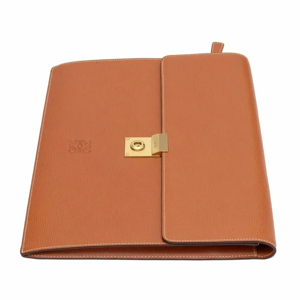 LOEWE Anagram Embossing Leather Clutch Bag Brown 13-15” Laptop Case Sleeve